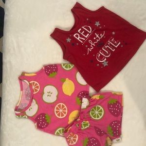 Baby girl pink outfit  plus red shirt